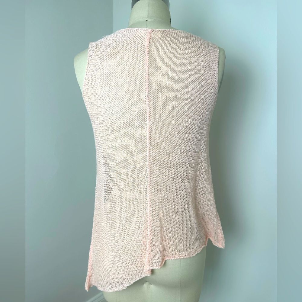EILEEN FISHER Asymmetrical Hand-knit Linen blend Sleeveless Top XS Peach Perfect - Picture 4 of 9